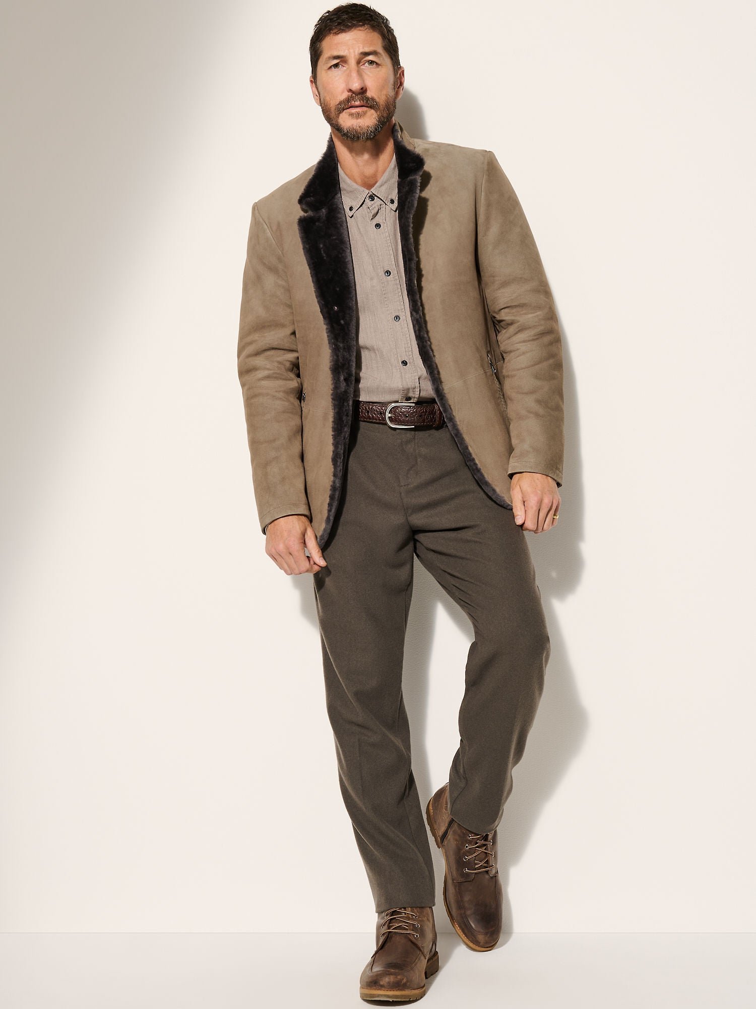 Austin Suede Leather Blazer with Shearling Lining - Image 5