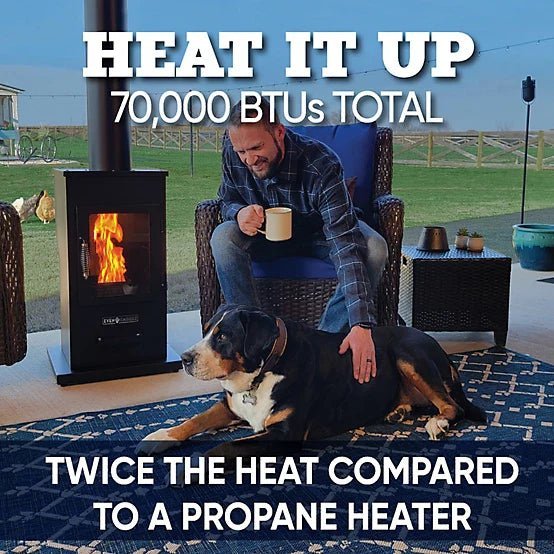 Even Embers Pellet-Fueled Patio Heater with 1 Glass Panel, 100 sq. ft., 70,000 BTU - Image 2