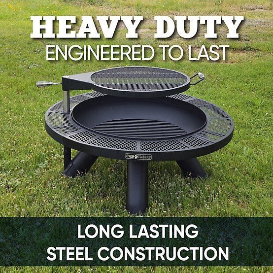 Even Embers 44 in. Round Charcoal/Wood-Burning Fire Pit with Cooking Grate - Image 6