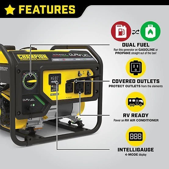 New!Champion Power Equipment 4550-Watt Dual Fuel RV Ready Portable Generator with CO Shield, 200970 - Image 3