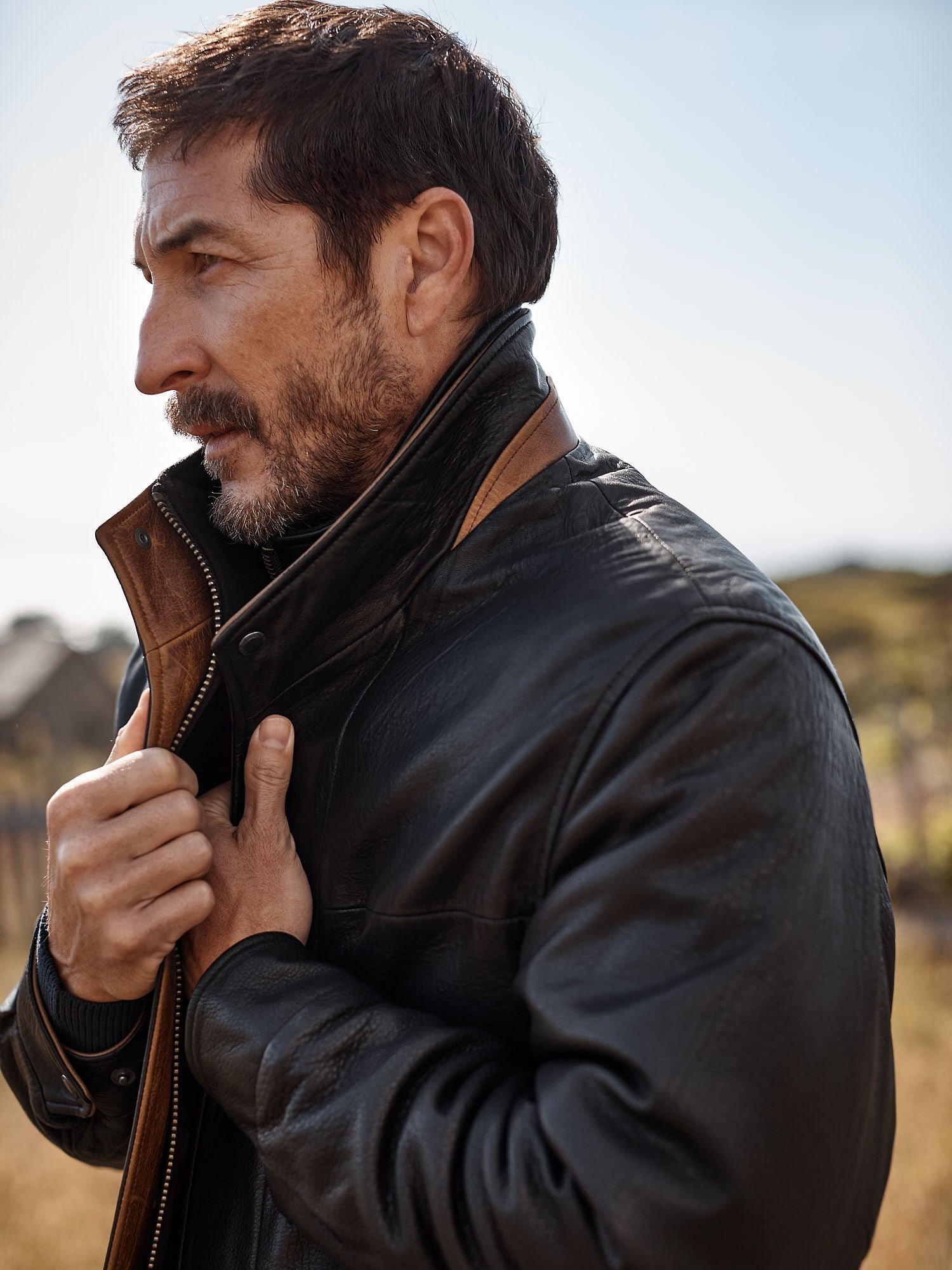 Romano Black Leather Jacket - Image 7