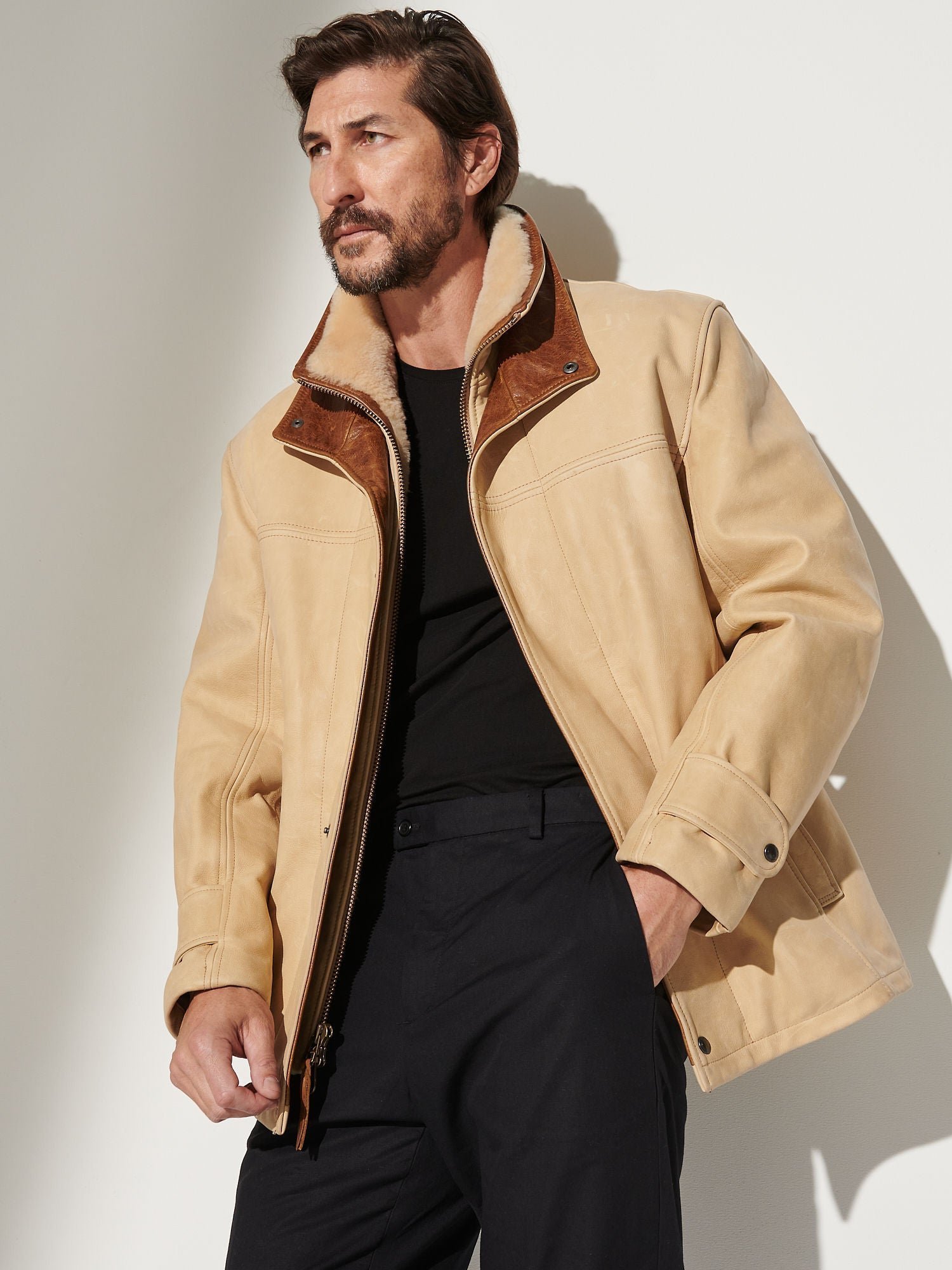 Jack Frost Palomino Edition Leather Coat with Shearling Lining - Image 2