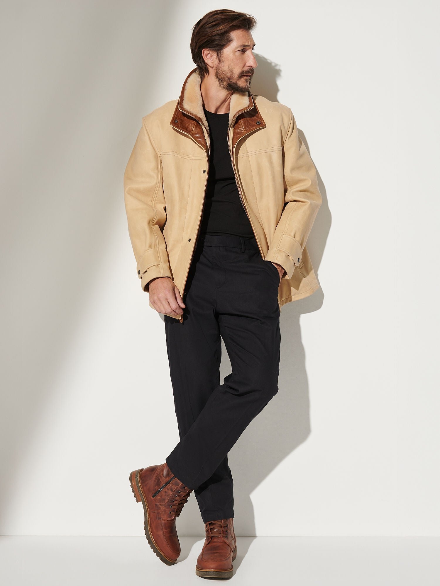 Jack Frost Palomino Edition Leather Coat with Shearling Lining - Image 3