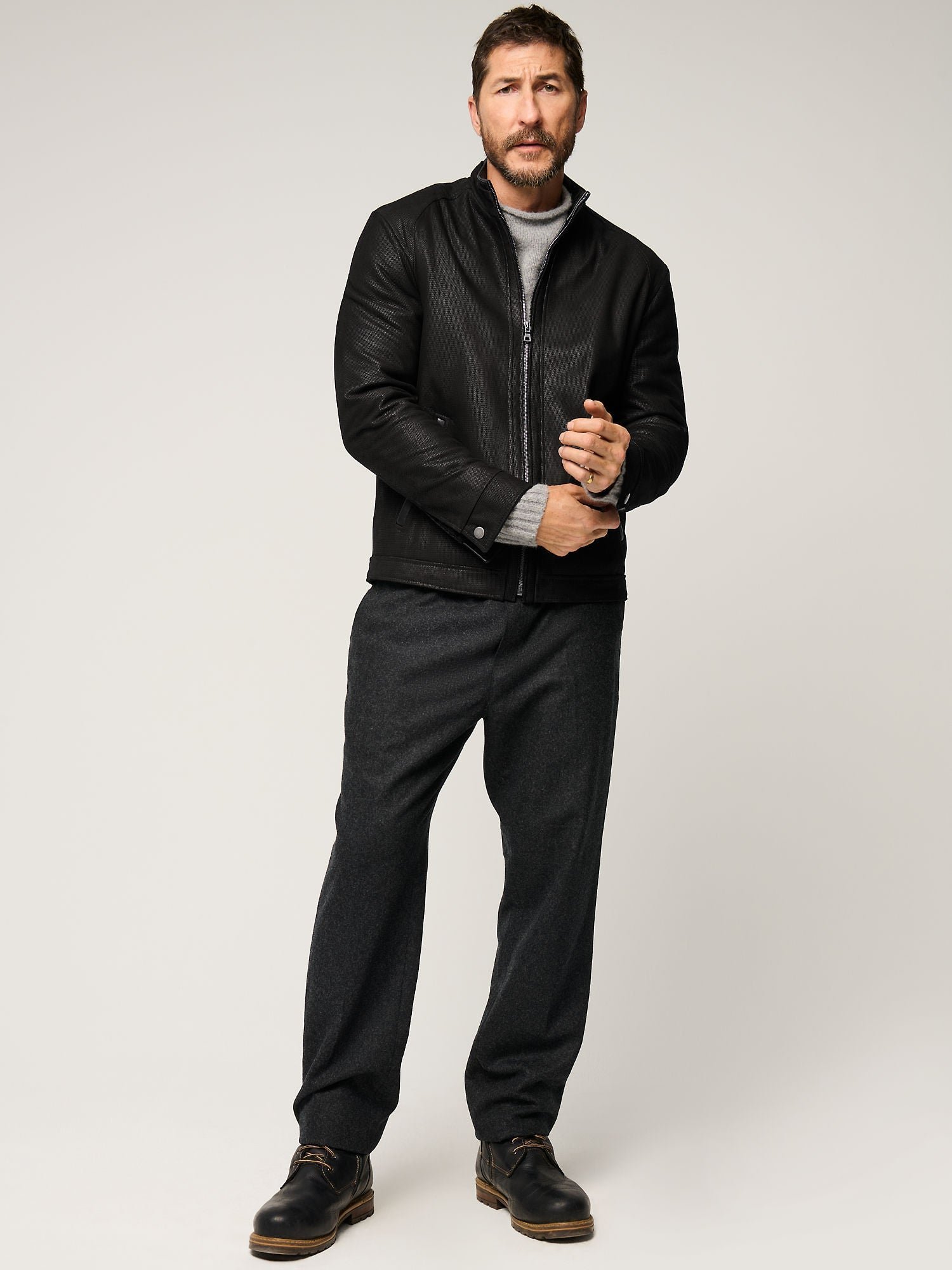 Zachary Embossed Leather Jacket - Image 3