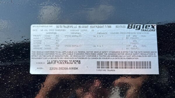 Big Tex 22GN 35′ Tandem Dual Gooseneck Trailer with Mega Ramps – 35D5A-MRBK - Image 4
