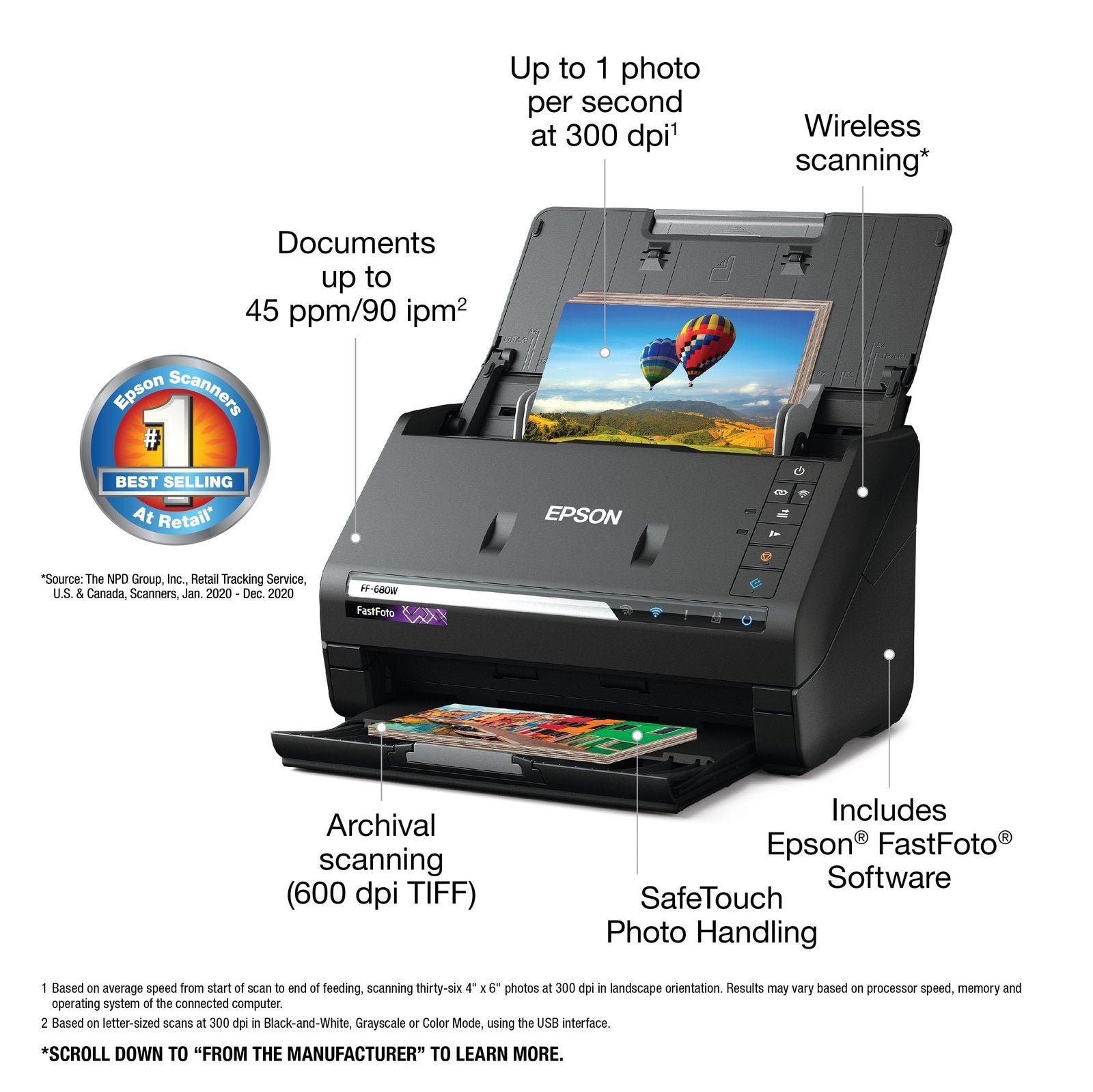 Epson FastFoto FF-680W Wireless High-speed Photo and Document Scanning System - Image 4