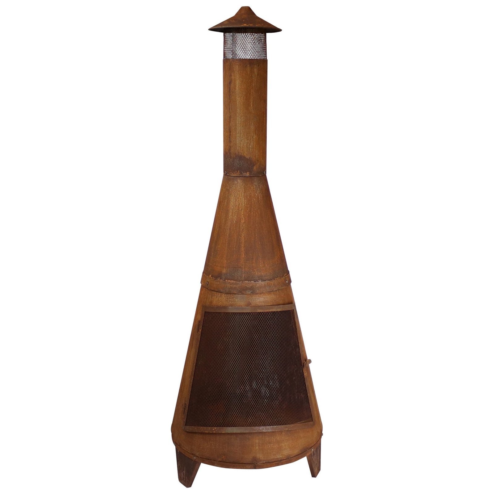 Sunnydaze 70″ Rust Patina Finish Steel Wood-Burning Chiminea with Spark Screen - Image 2