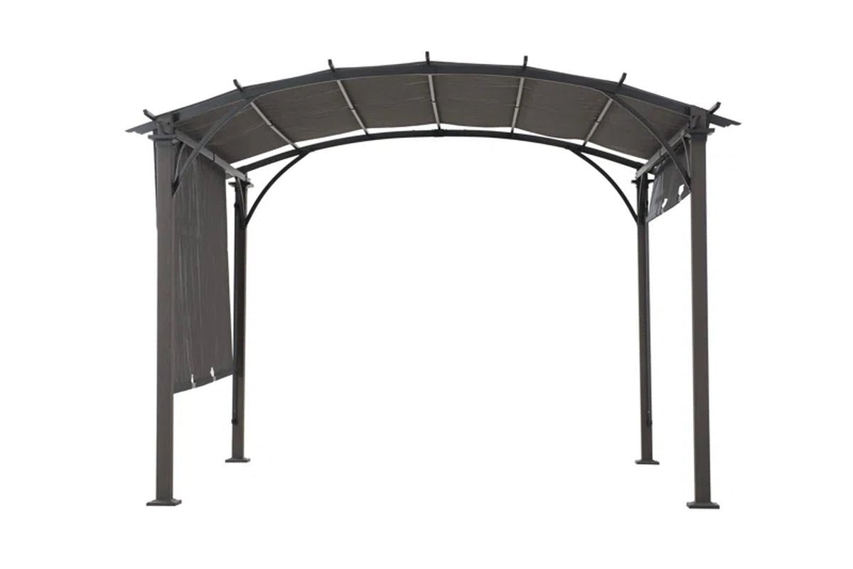 Pergola, Outdoor Steel Arched Pergola with Adjustable Canopy - Image 2