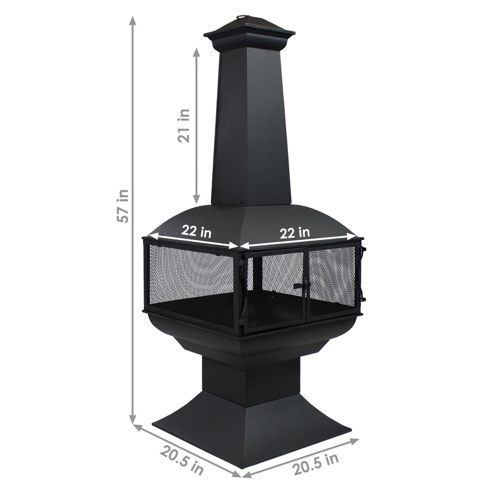Sunnydaze 57″ 360-Degree View Steel Wood-Burning Chiminea with Grate, Poker, and Cover - Image 4