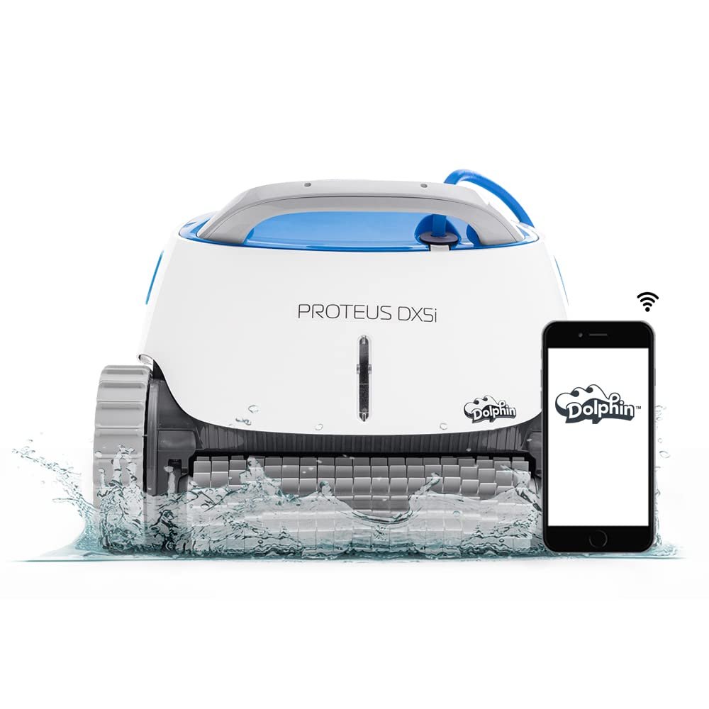 Dolphin Proteus DX5i Wi-Fi Robotic Pool Cleaner with Waterline Scrubber – For Pools up to 50 ft