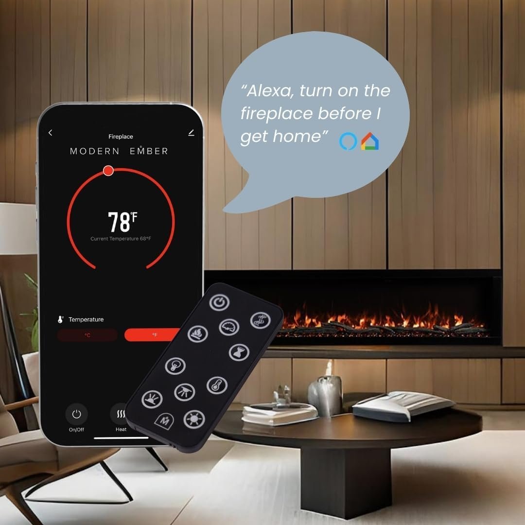 Modern Ember Highmark 60-Inch Smart Linear Electric Fireplace, WiFi & 10-Color Flames - Image 6