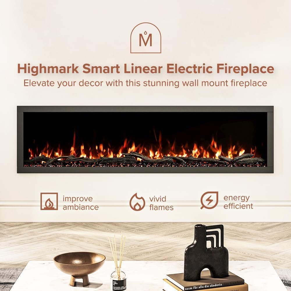 Modern Ember Highmark 60-Inch Smart Linear Electric Fireplace, WiFi & 10-Color Flames - Image 13