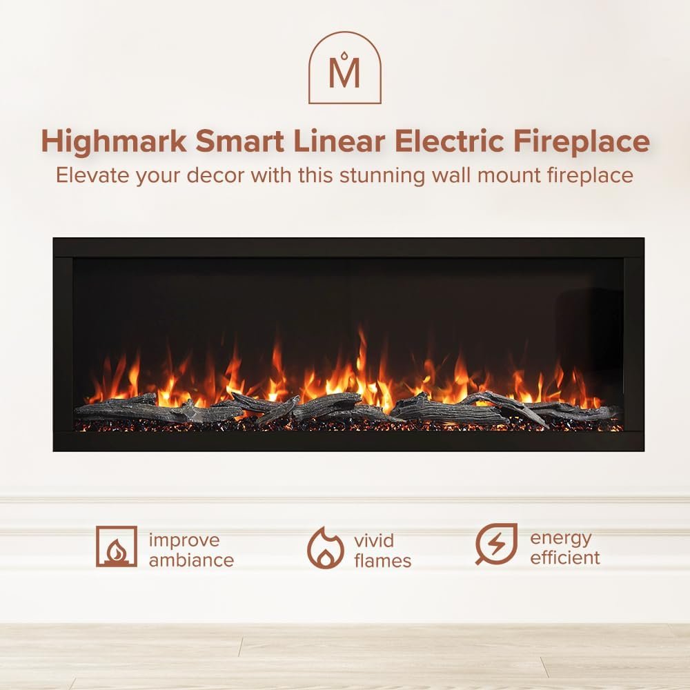 Modern Ember Highmark 60-Inch Smart Linear Electric Fireplace, WiFi & 10-Color Flames - Image 27