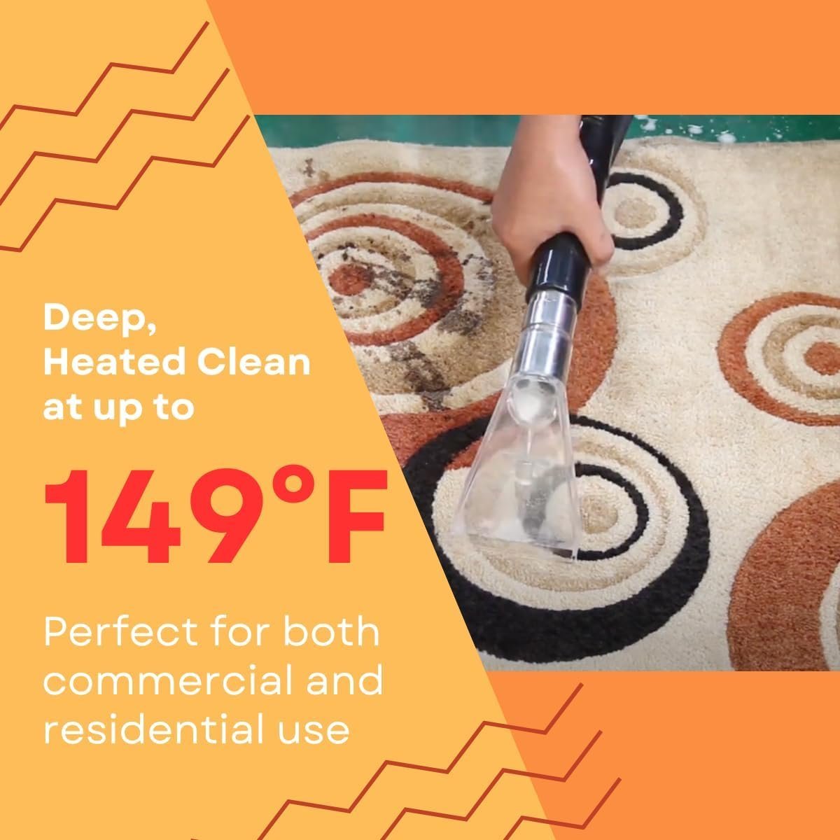 Commercial Heated Carpet & Upholstery Extractor, 160 PSI, 5.3 Gal Tank, 149°F - Image 2