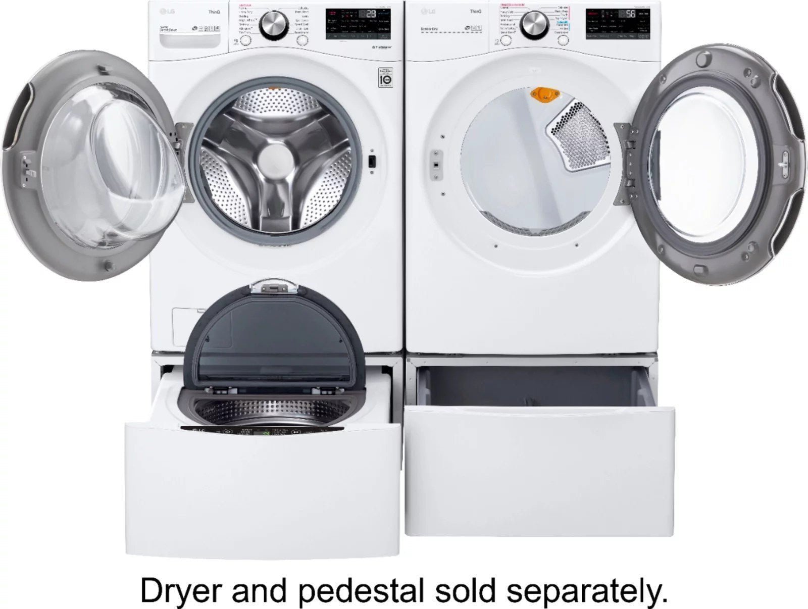 LG – 5.0 Cu. Ft. High-Efficiency Stackable Smart Front Load Washer with Steam and Built-In Intelligence – White - Image 6