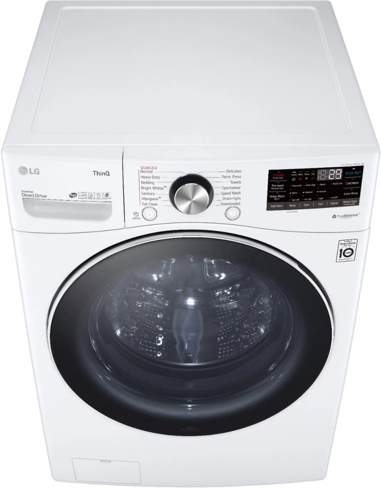 LG – 5.0 Cu. Ft. High-Efficiency Stackable Smart Front Load Washer with Steam and Built-In Intelligence – White - Image 10