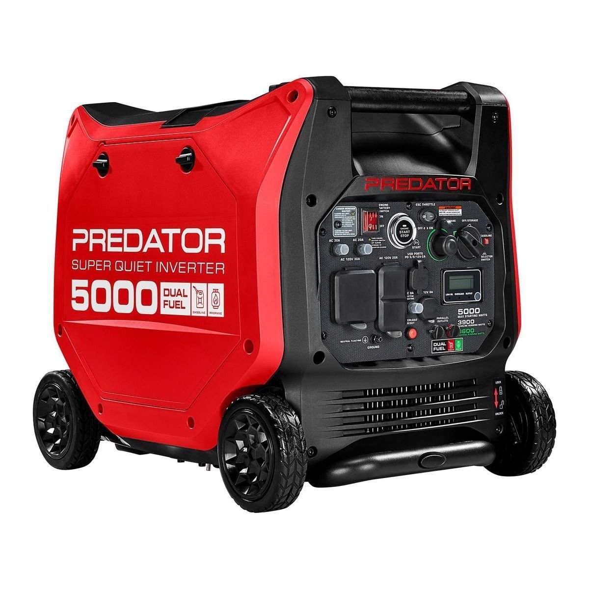 Predator 5000 Watt Dual-Fuel SUPER QUIET Inverter Generator with Remote Start and CO SECURE Technology