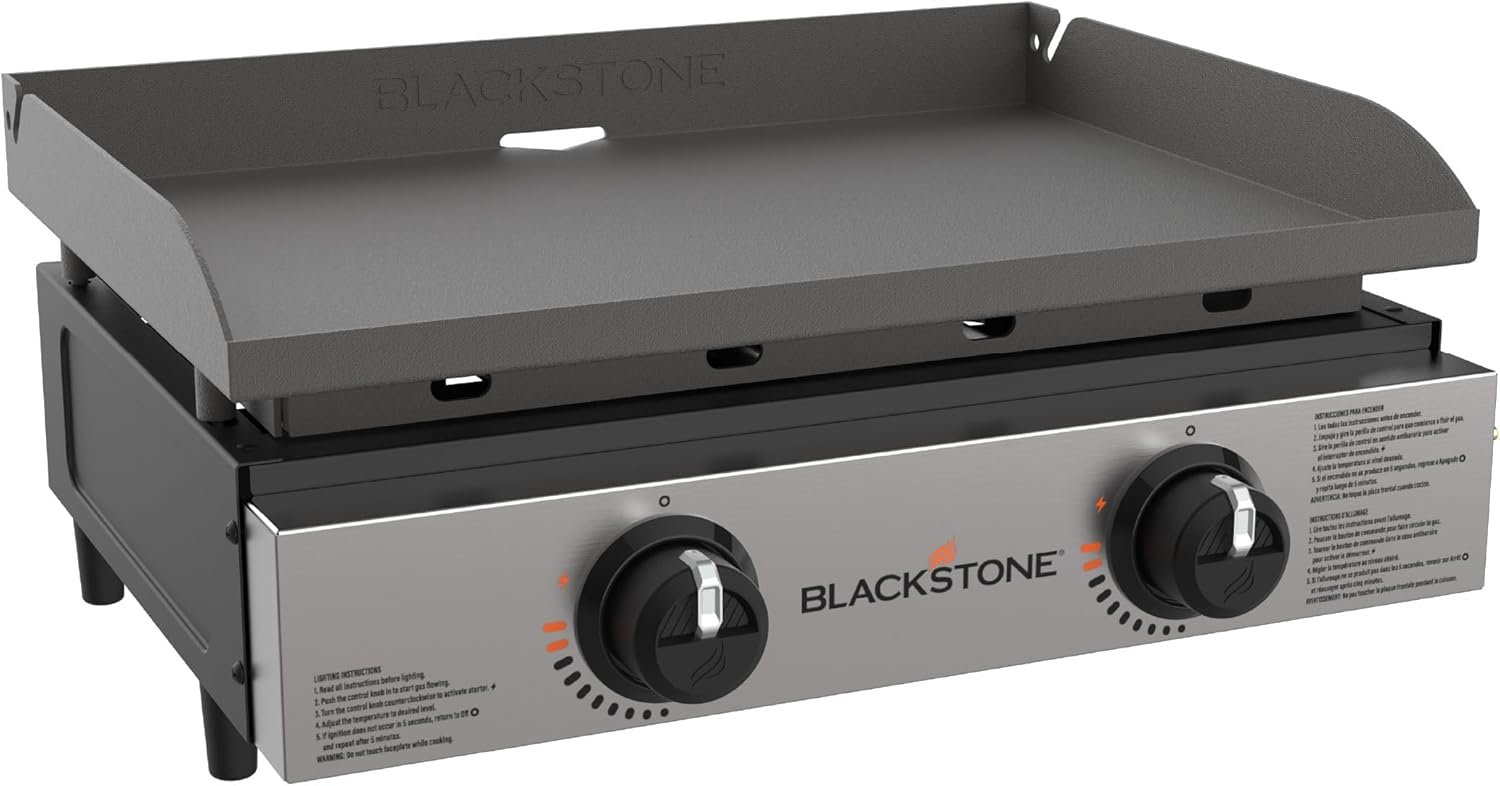 Blackstone 22″ Portable Tabletop Griddle – Dual Burner Flat Top Grill, 24,000 BTU Propane with Stainless Steel Faceplate & Rear Grease System - Image 19