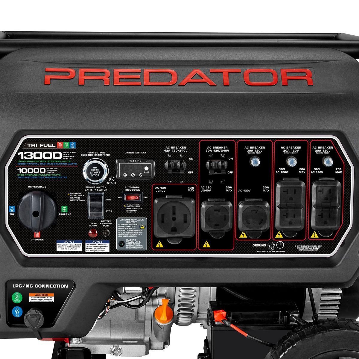 Predator 13,000 Watt Tri-Fuel Portable Generator with Remote Start and CO SECURE Technology - Image 5