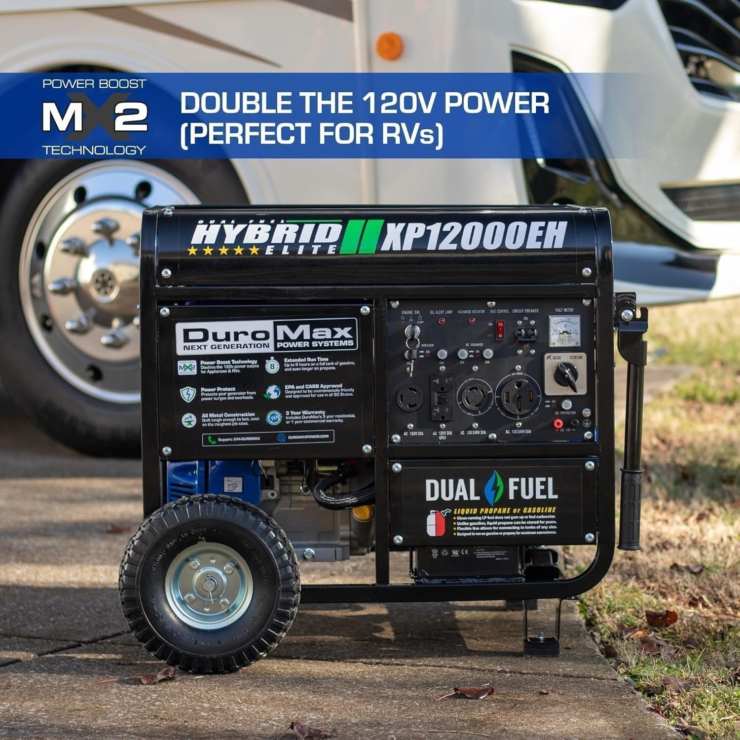 DuroMax XP13000EH Dual Fuel Portable Generator 13000 Watt Gas - Image 8