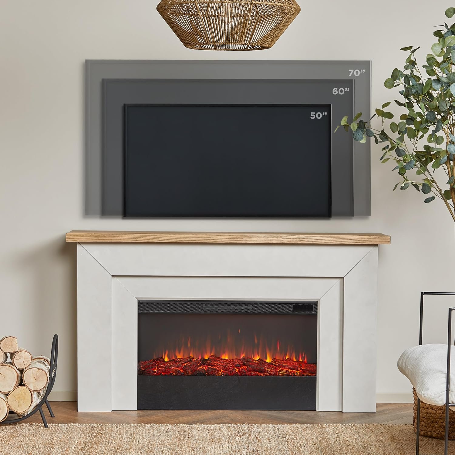 Real Flame Malie 68″ Electric Fireplace with Mantel & Remote Control - Image 5