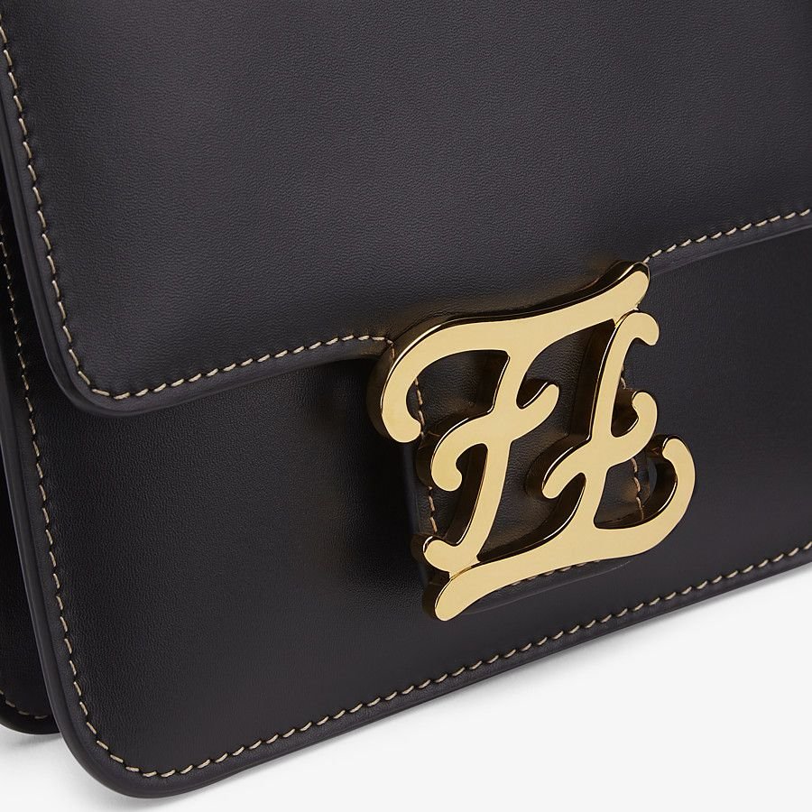 Fendi Karligraphy Black Leather Bag - Image 5