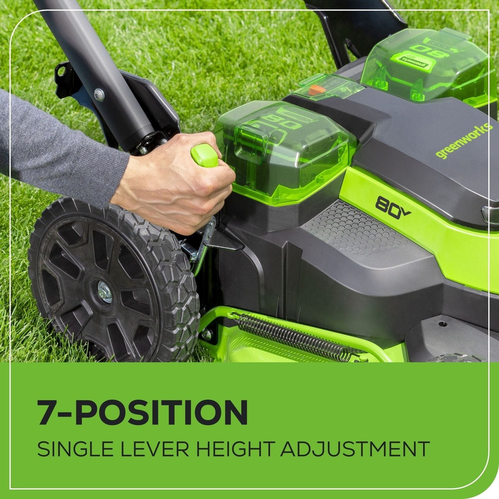 Greenworks 80V 25″ Brushless Cordless Self-Propelled Lawn Mower,3 in 1 Dual Blade LawnMover, W/4.0Ah Battery and Rapid Charger Included - Image 6