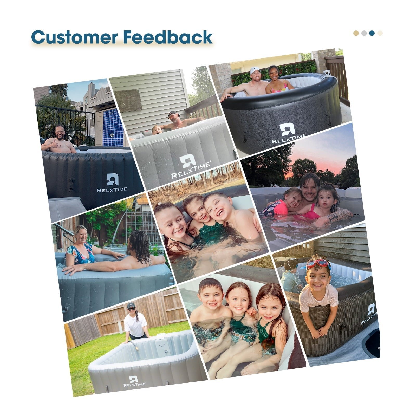 RELXTIME Inflatable Outdoor Hot Tub for 6 Person Square Spa with 120 Bubble Jets, Filter Cartridges - Image 3