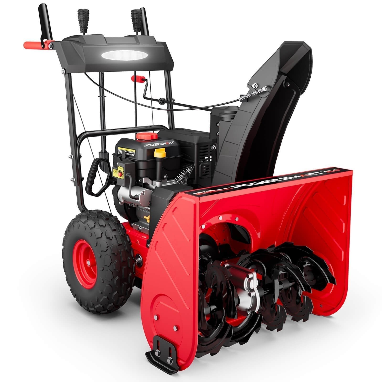 PowerSmart Snow Blower Gas Powered 24 Inch Self-Propelled 2-Stage 212cc Engine with Electric Start