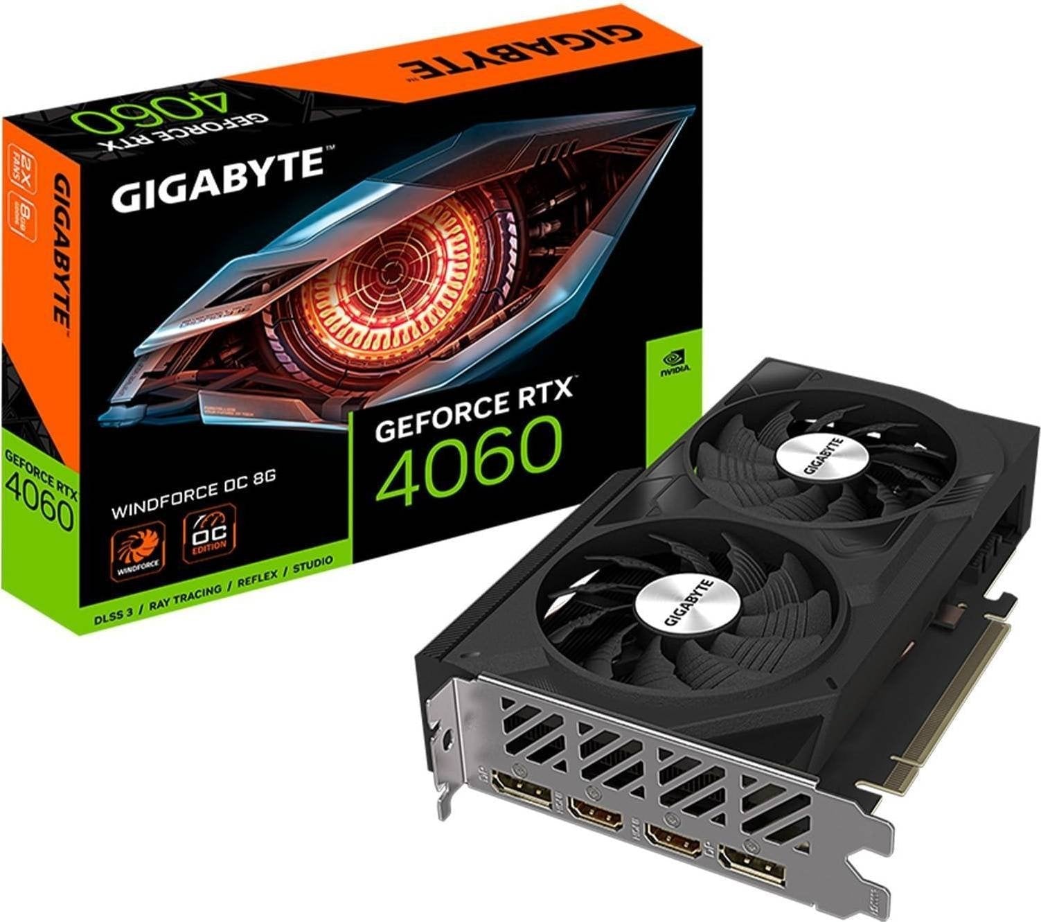 Gigabyte GeForce RTX 4060 WINDFORCE OC 8G Graphics Card 2 x HDMI 2 X DP