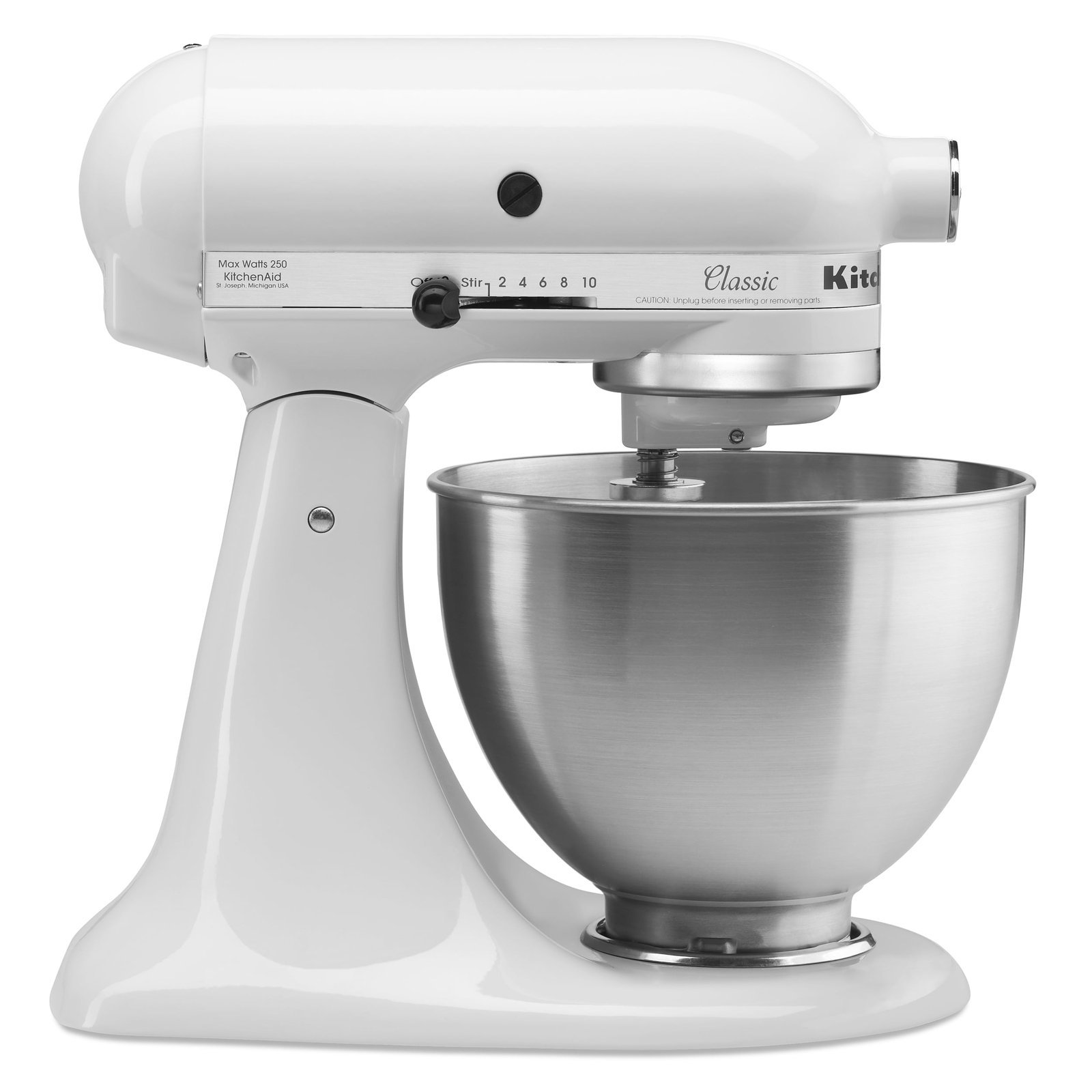 KitchenAid Classic Series 4.5-Quart Tilt-Head Stand Mixer, White, K45SSWH