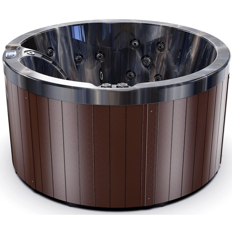 Luxuria Spas 5 – Person 39 – Jet Acrylic Rectangular Round Hot Tub with Ozonator in Mocha