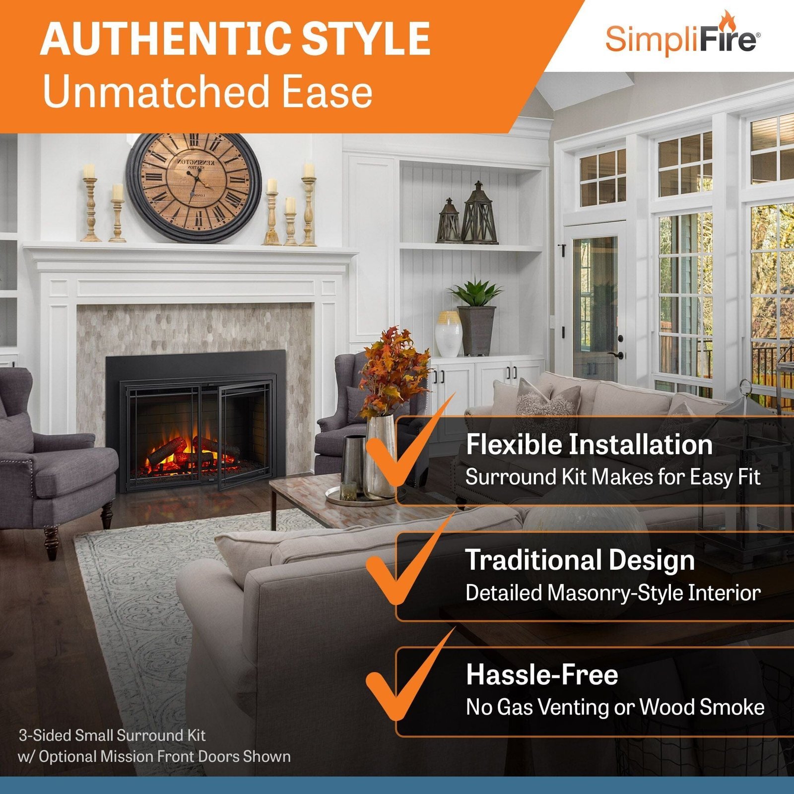 SimpliFire 30-In Electric Fireplace Insert with LED Flame and Multi-Color Ember Bed - Image 4