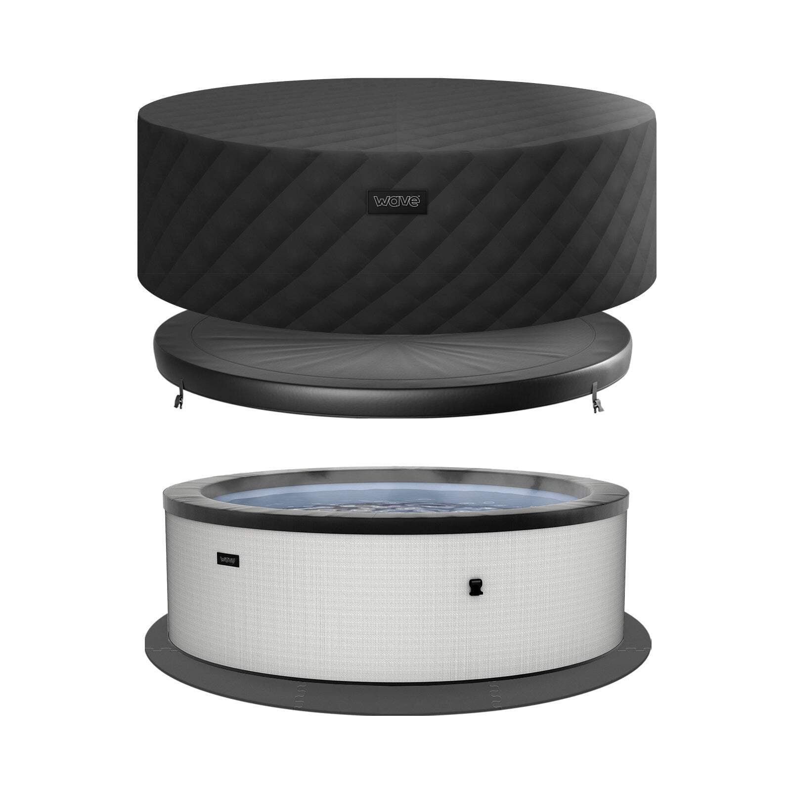 Wave Tahoe 4 Person Eco-Foam Round Hot Tub EnergySave Bundle with 70 Aquajet Massage System | Graphite Gray