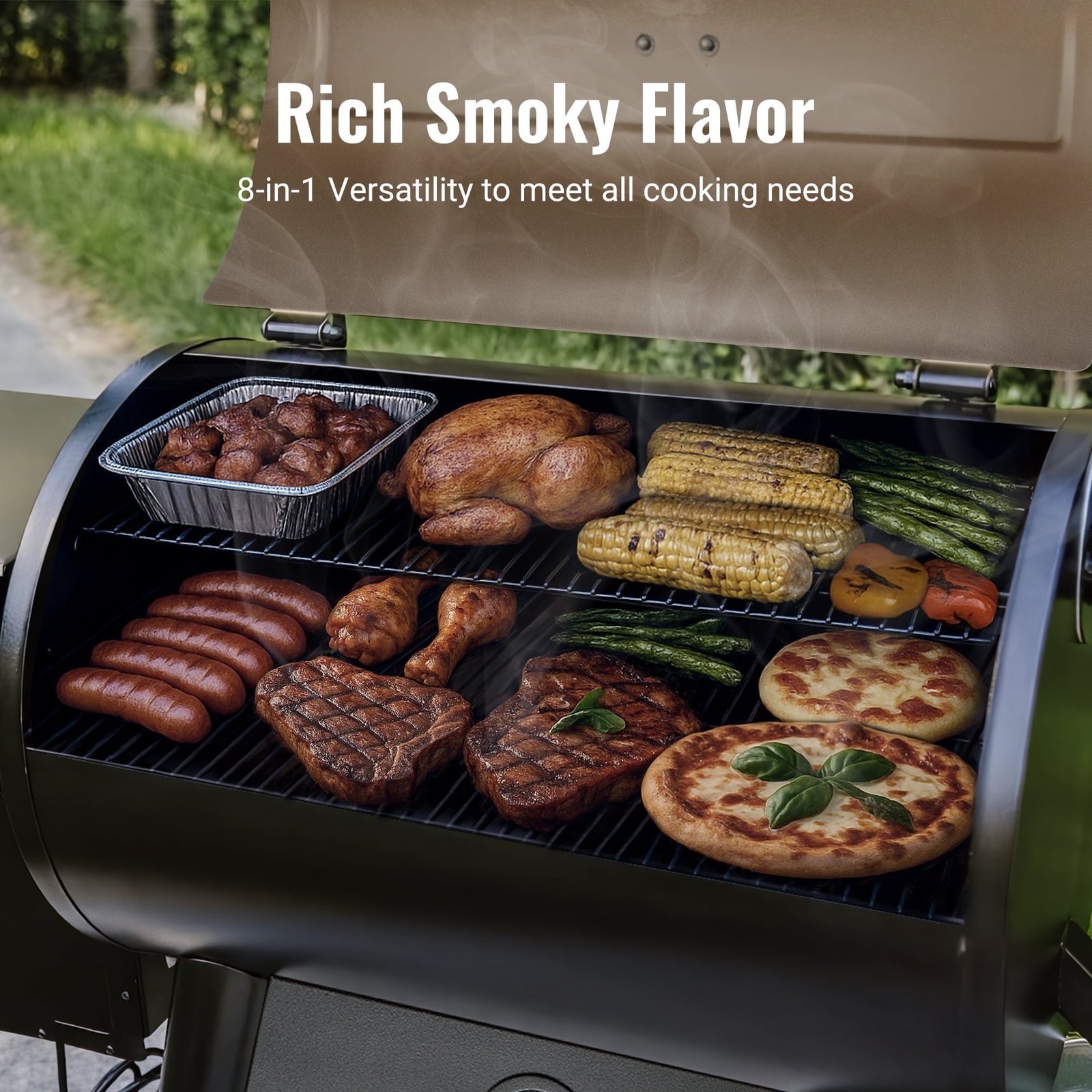 Z GRILLS Backyard Warrior 697 sq.in 8-in-1 Wood Pellet Grill Smoker with PID V3.0 Technology, LCD Screen, Meat Probes and Rain Cover - Image 11
