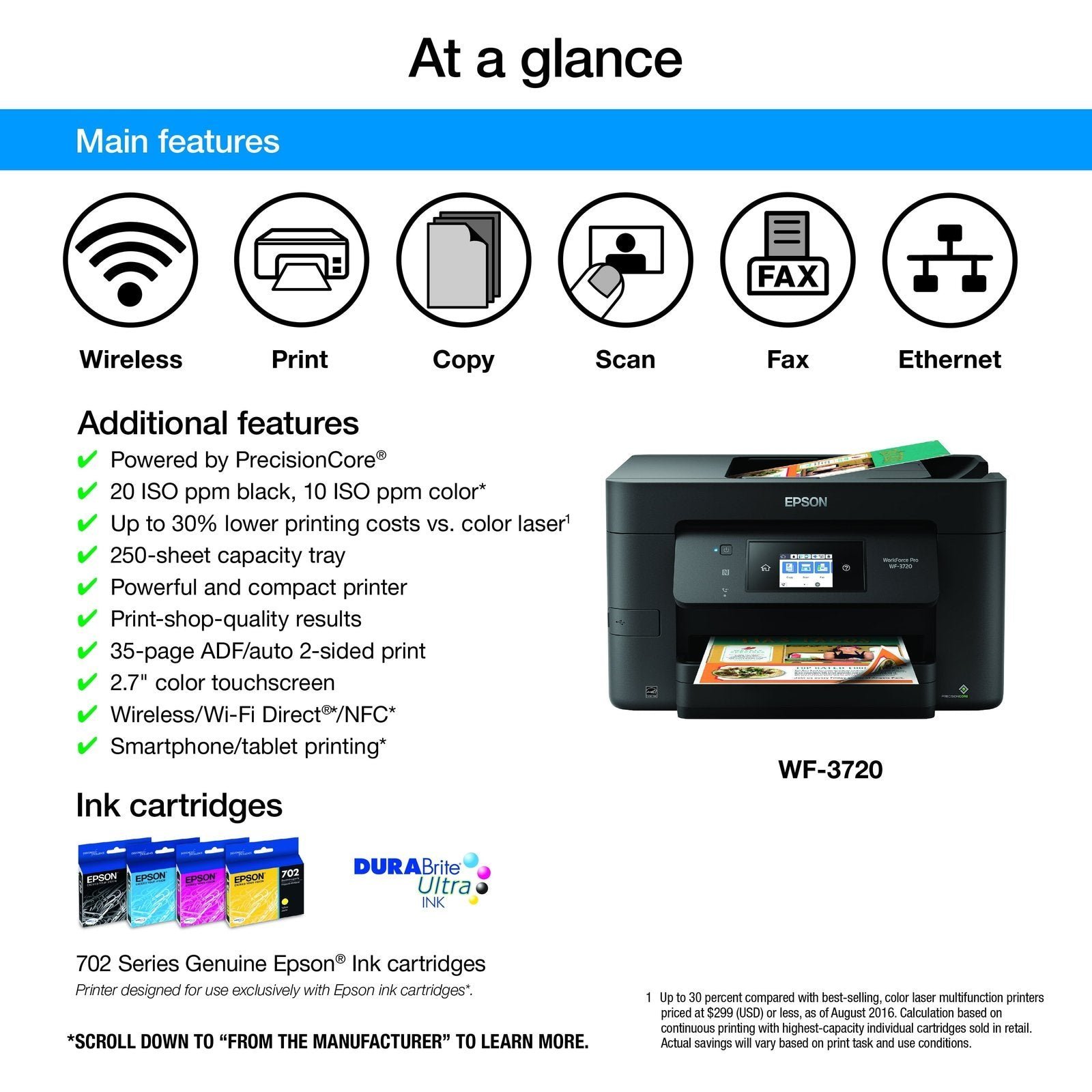 Epson WorkForce Pro WF-3720 Wireless All-in-One Color Inkjet Printer - Image 2