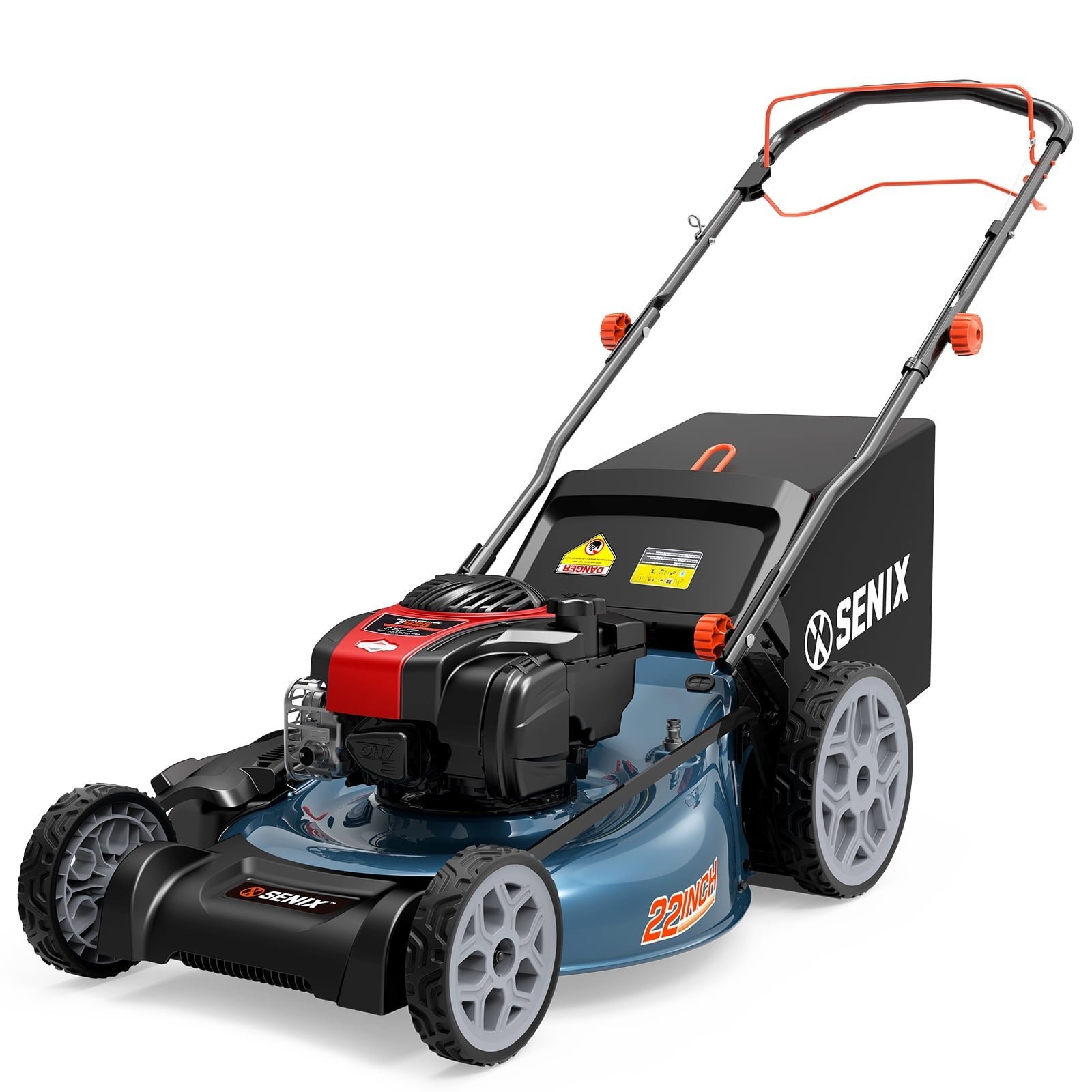 SENIX Self-Propelled Gas Lawn Mower, 22in Cutting Blade / 23in Cutting Deck, 150 cc 4-Cycle Made in Briggs & Stratton Engine , 3-In-1, 6-Position Adjustment, 11in Rear Wheels, LSSG-H3 - Image 13