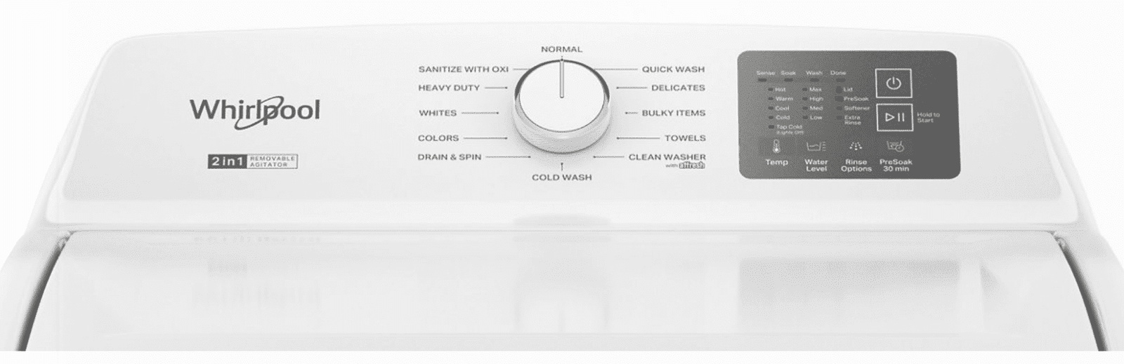 Whirlpool WTW4107SW 4.2 – 4.3 Cu. Ft Top Load Washer with 2-in-1 Removable Agitator, White - Image 2