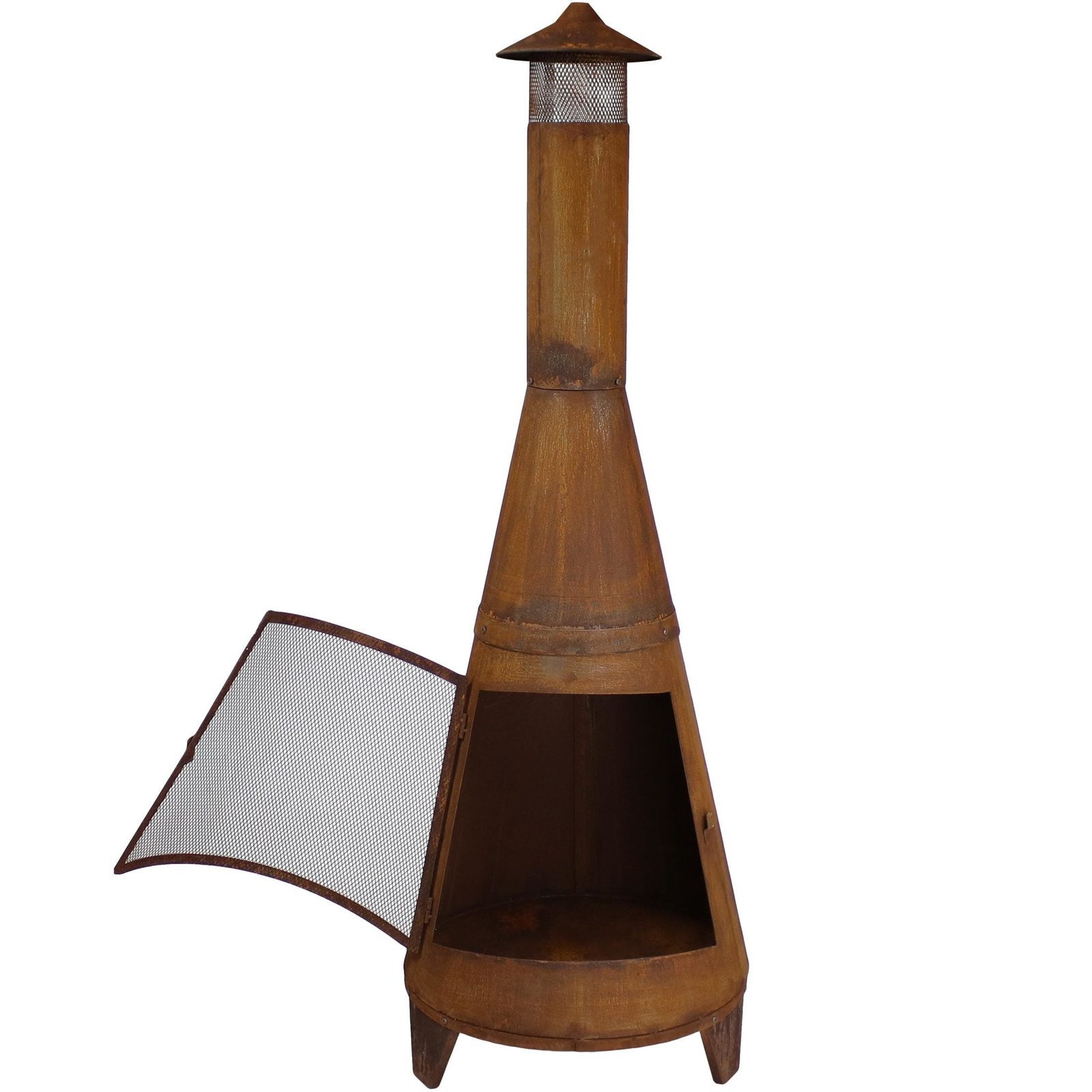 Sunnydaze 70″ Rust Patina Finish Steel Wood-Burning Chiminea with Spark Screen - Image 14