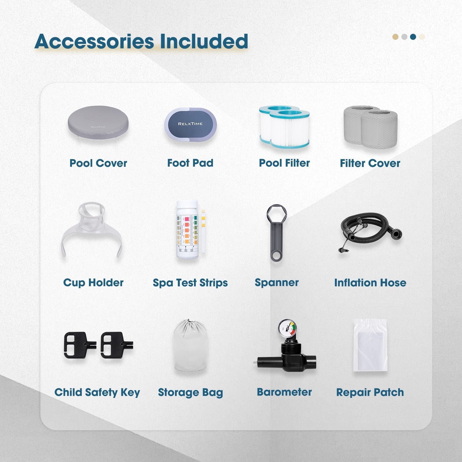 RELXTIME Inflatable Outdoor Hot Tub for 6 Person Square Spa with 120 Bubble Jets, Filter Cartridges - Image 6