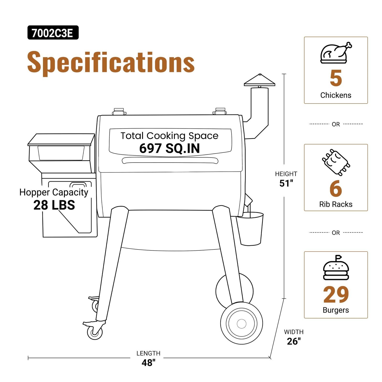 Z GRILLS Backyard Warrior 697 sq.in 8-in-1 Wood Pellet Grill Smoker with PID V3.0 Technology, LCD Screen, Meat Probes and Rain Cover - Image 14