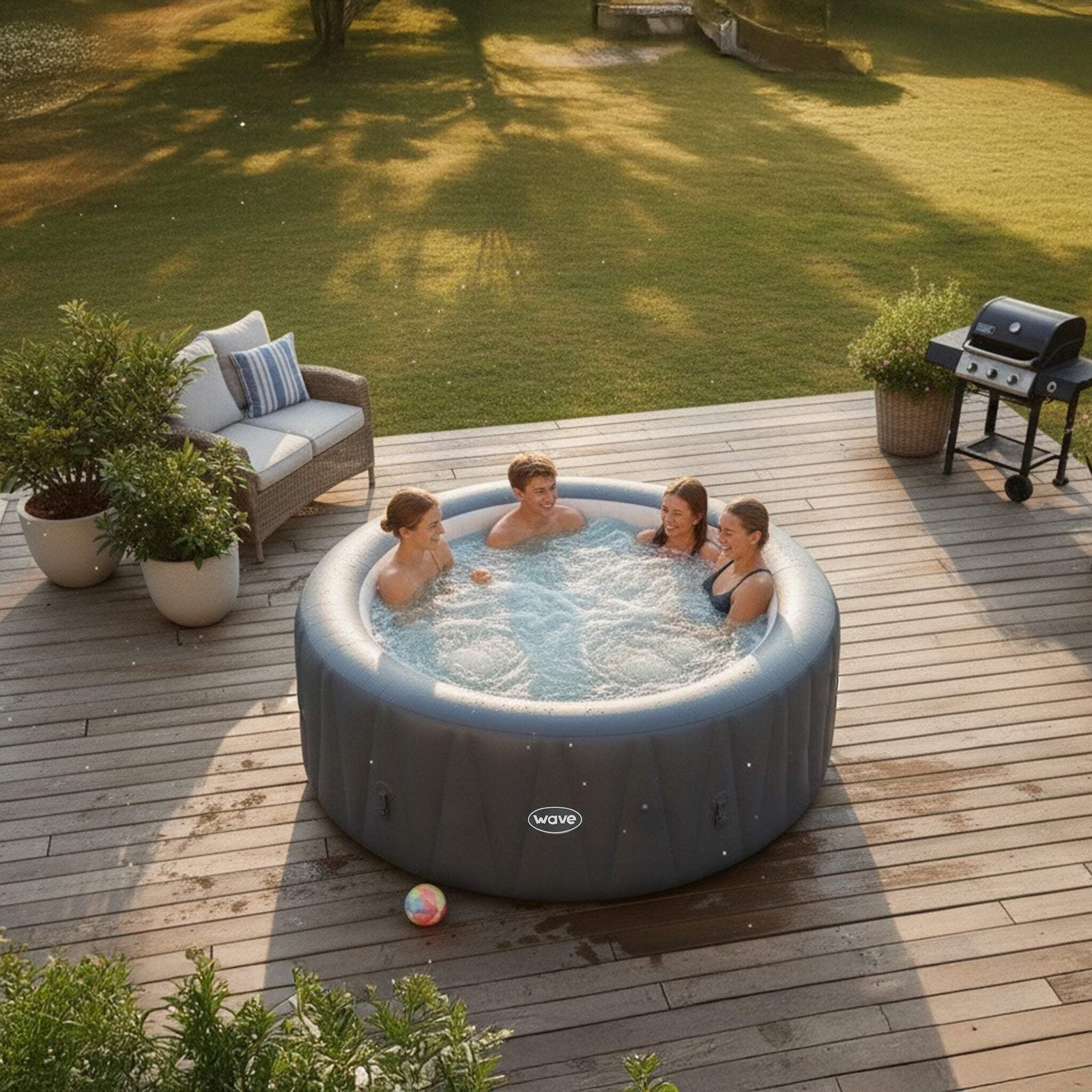 Wave Atlantic 6 Person Round Inflatable Hot Tub, Navy - Image 4