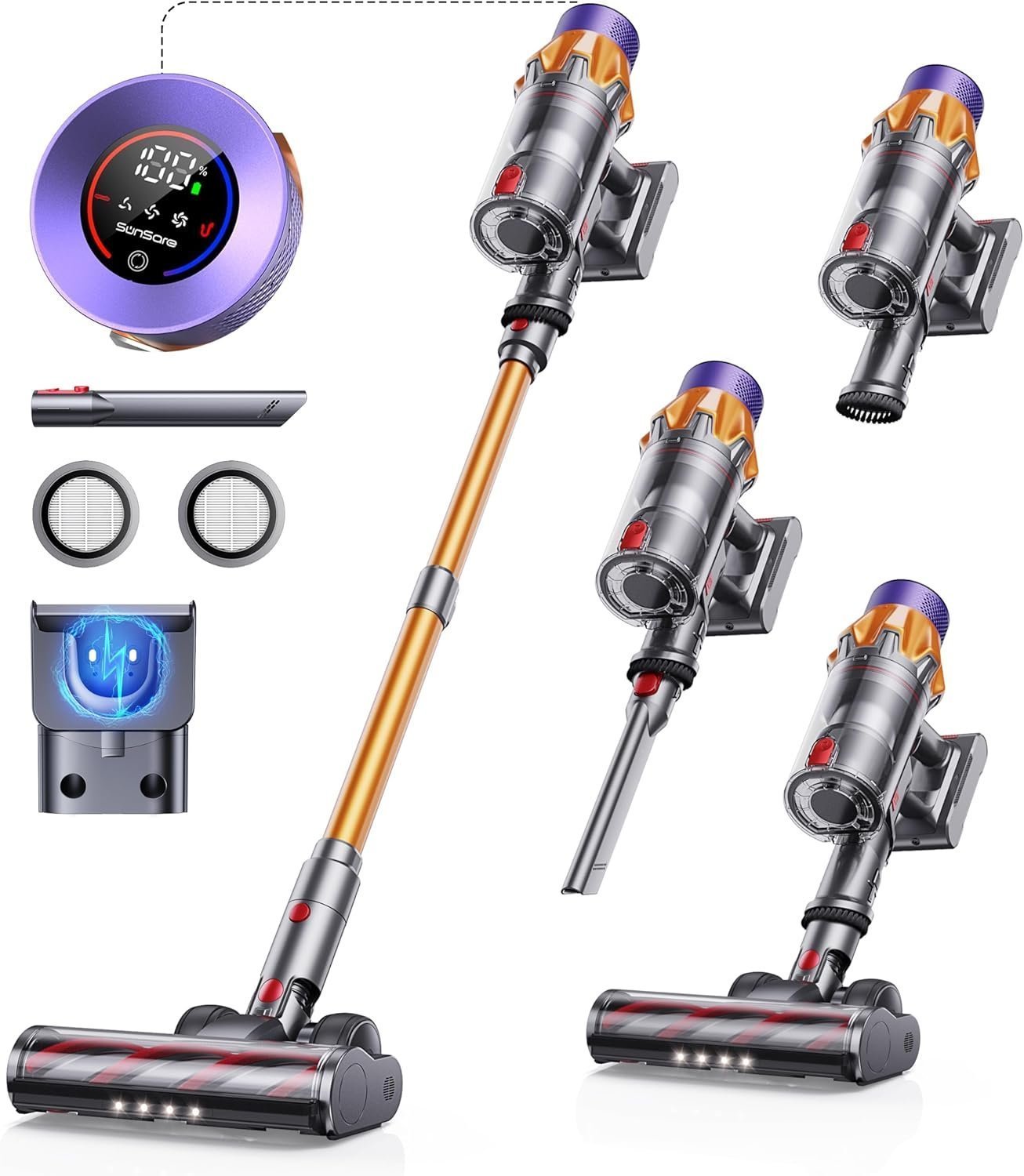 Cordless Vacuum Cleaner, 550W 45KPA 60 Mins Runtime Self-Standing Vacuum