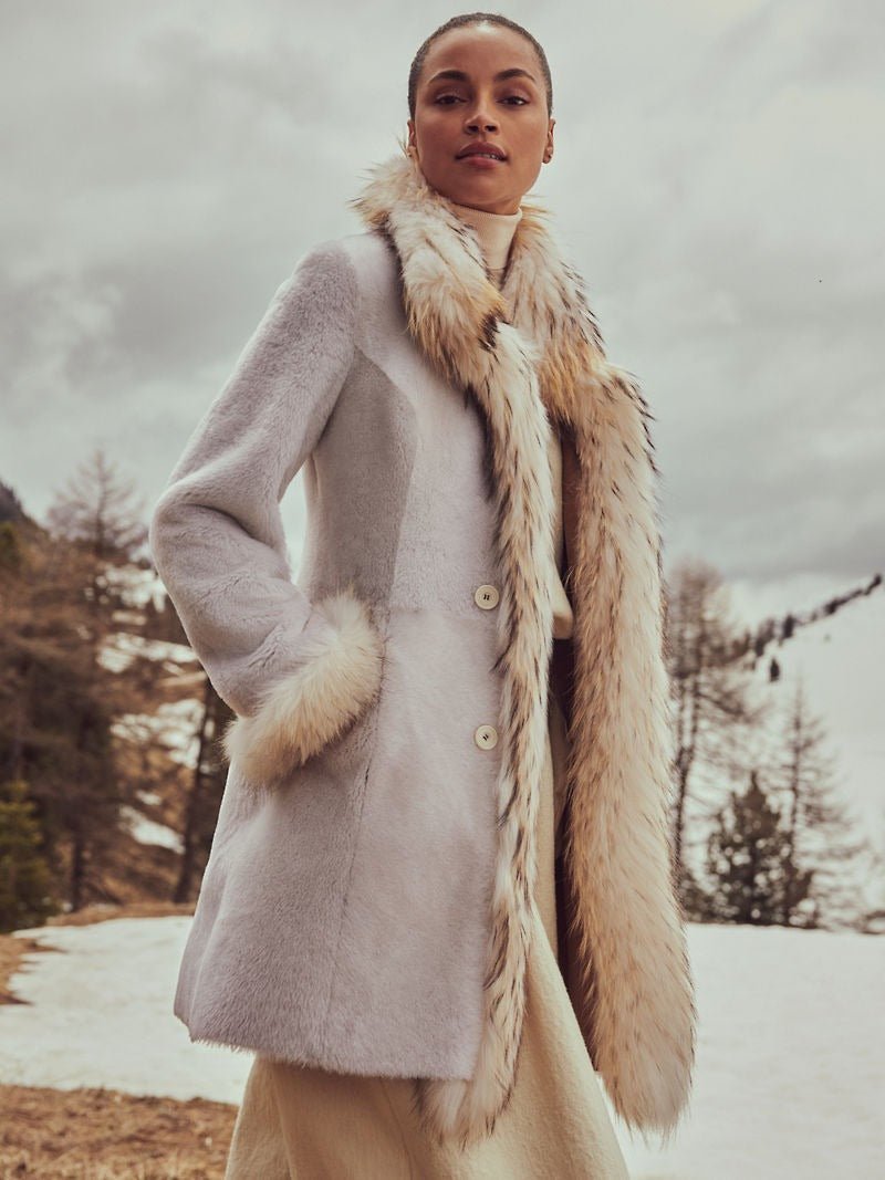 Chantal Reversible Cream Sheepskin Coat - Image 2