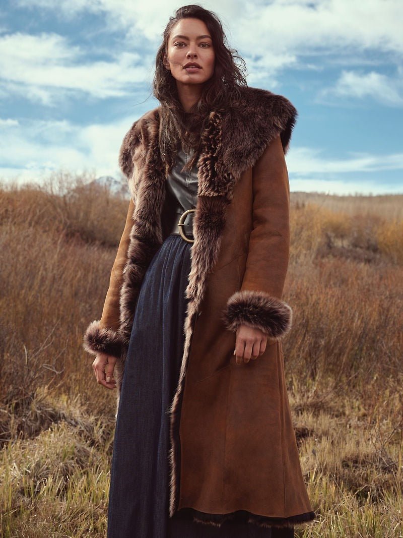 Dakota Hooded Toscana Sheepskin Coat - Image 3
