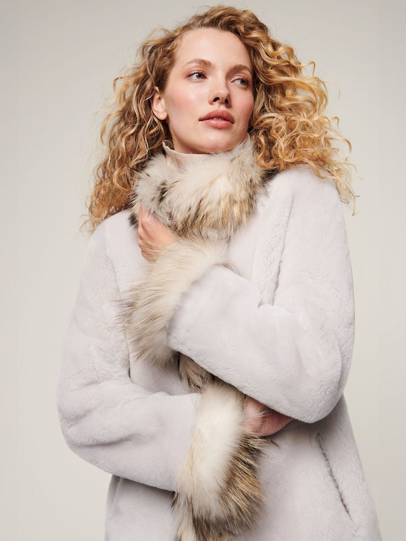 Chantal Reversible Cream Sheepskin Coat - Image 3
