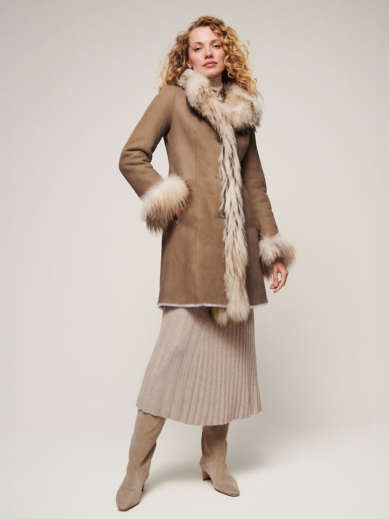 Chantal Reversible Cream Sheepskin Coat - Image 5