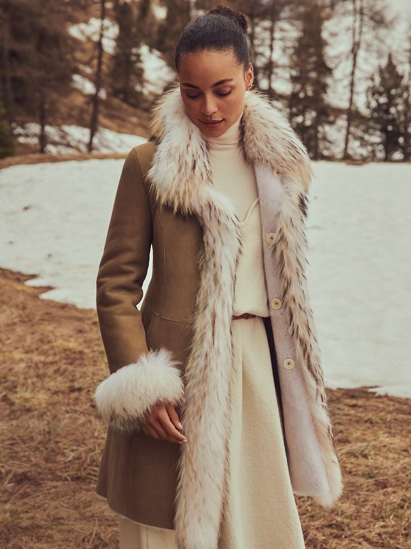 Chantal Reversible Cream Sheepskin Coat - Image 4