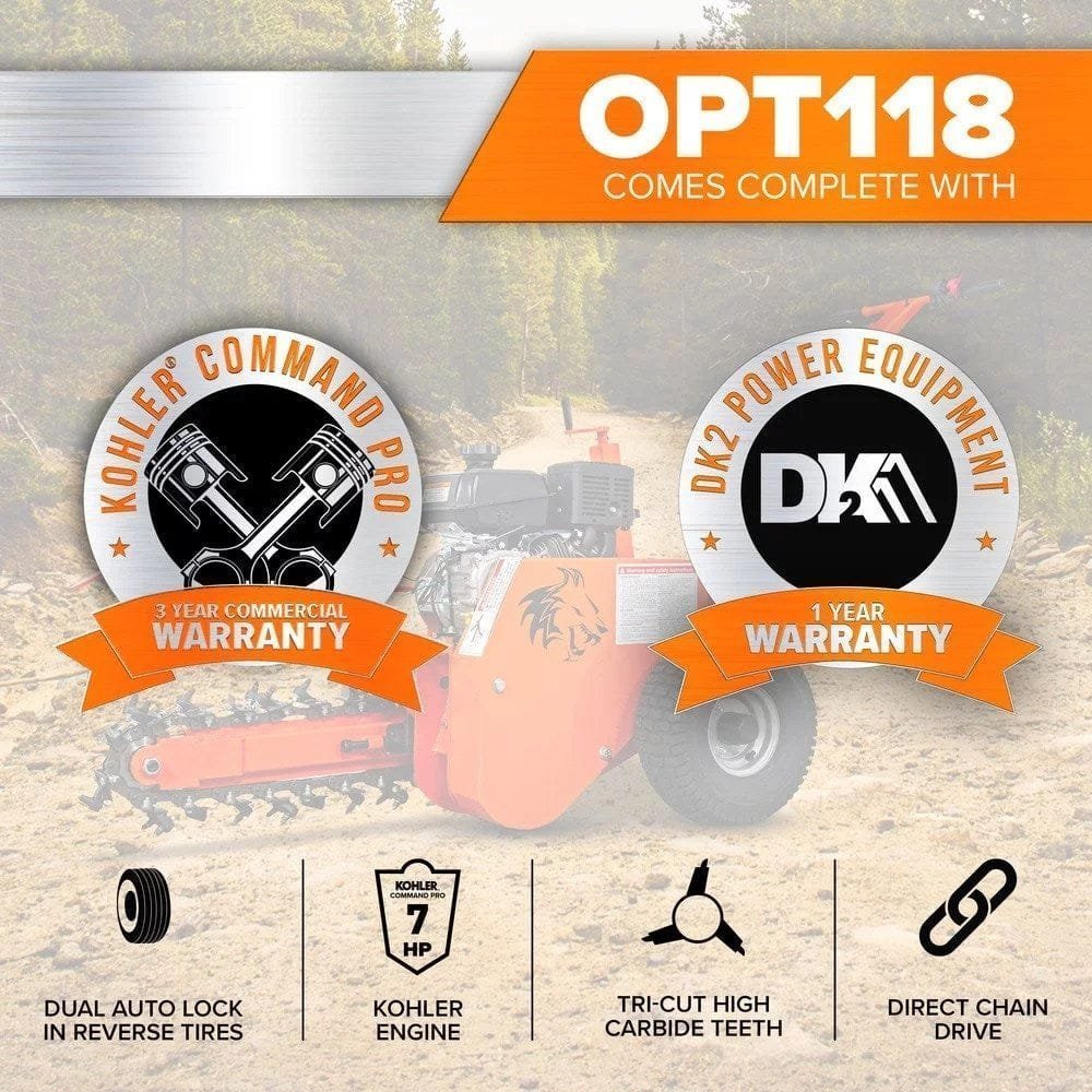 Detail K2 OPT118 18 in. 7 HP Trencher with kohler CH270 Command PRO Commercial Gas Engine - Image 7