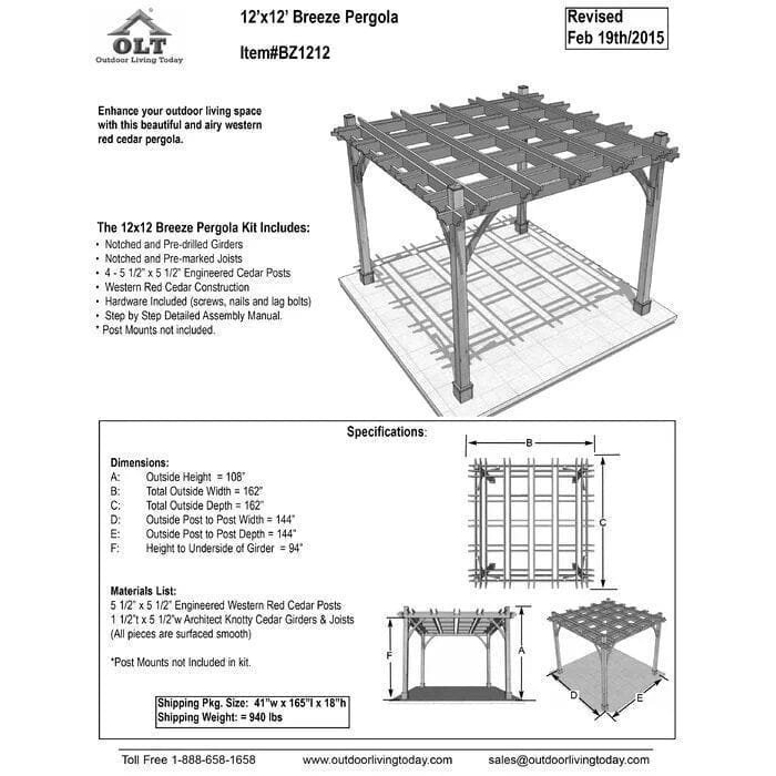 Outdoor Living Today Breeze 12 ft. Pergola - Image 6